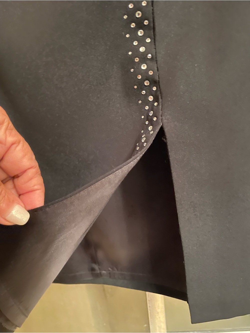 SOLINI 3PC quiet Luxury black First Lady Skirt Suit w Rhinestones Plus SZ 24 - Picture 8 of 13